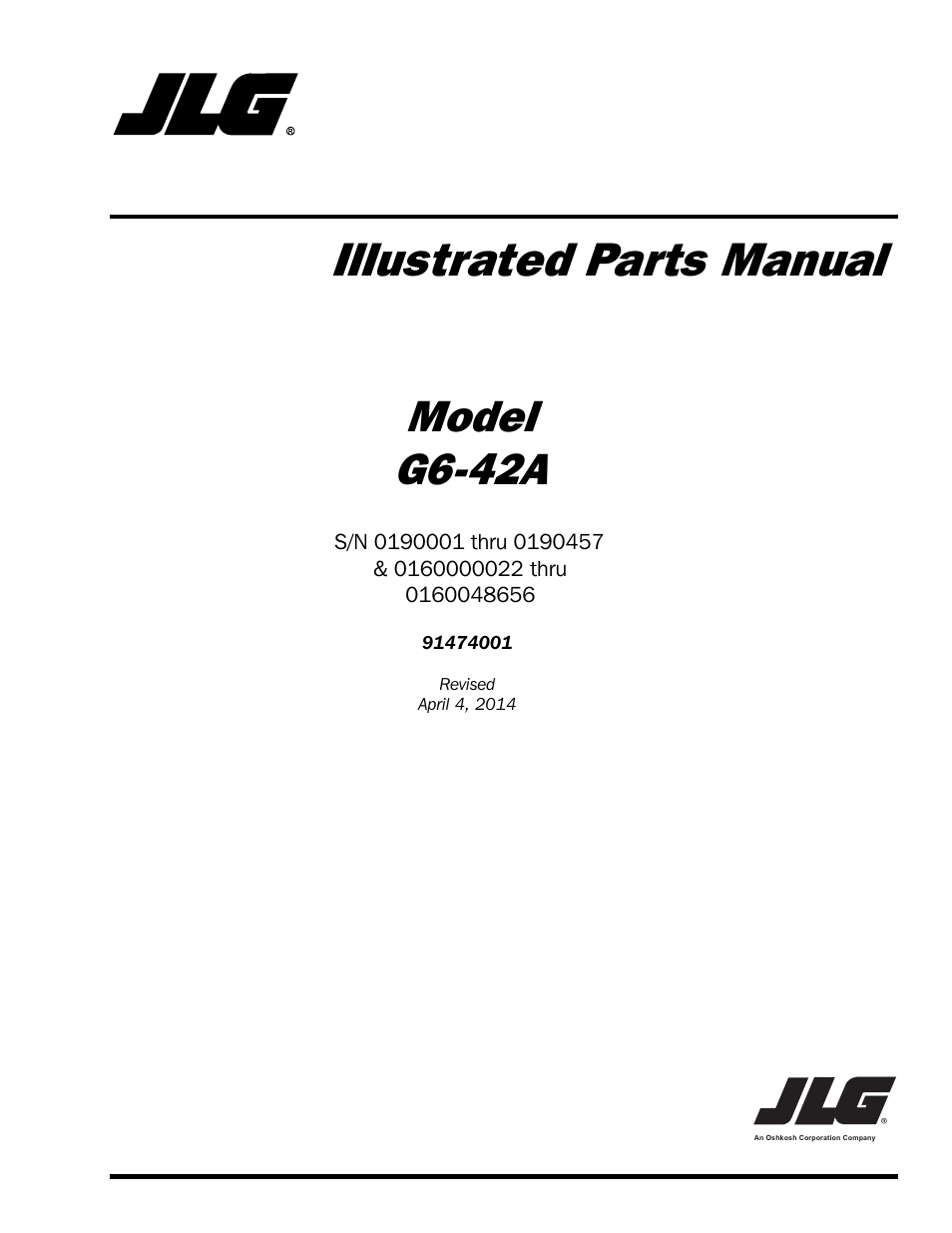 JLG G6-42A Parts Manual User Manual | 826 pages