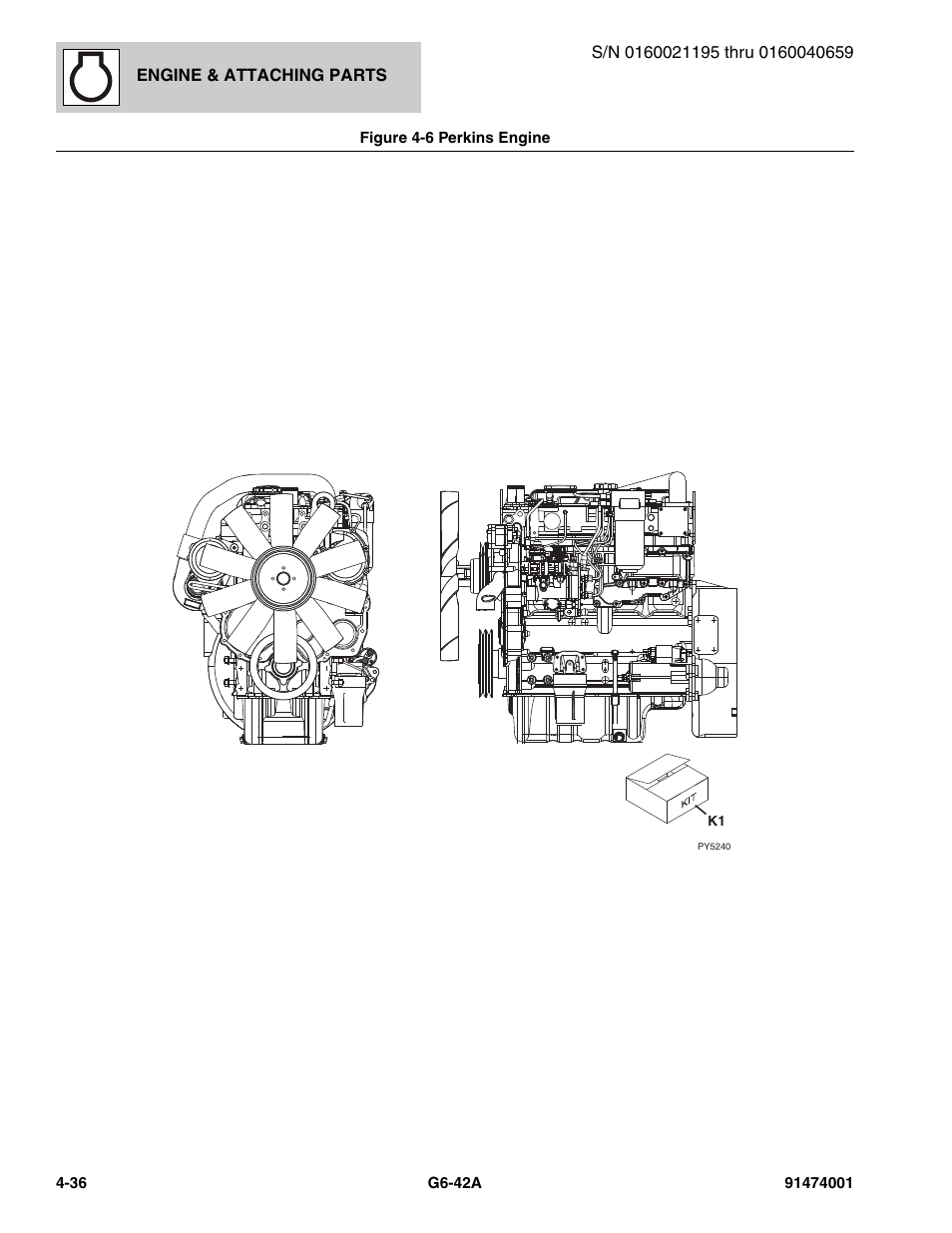 Figure 4-6 perkins engine, Perkins engine -36, See figure 4-6 for details) | JLG G6-42A Parts Manual User Manual | Page 162 / 826
