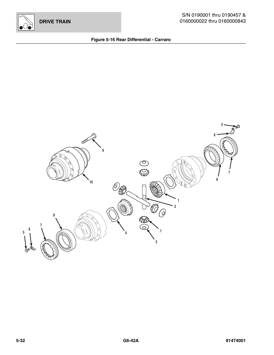 Figure 5-16 rear differential - carraro, Rear differential - carraro -32, Al, (see figure 5-16 for details) | JLG G6-42A Parts Manual User Manual | Page 300 / 826