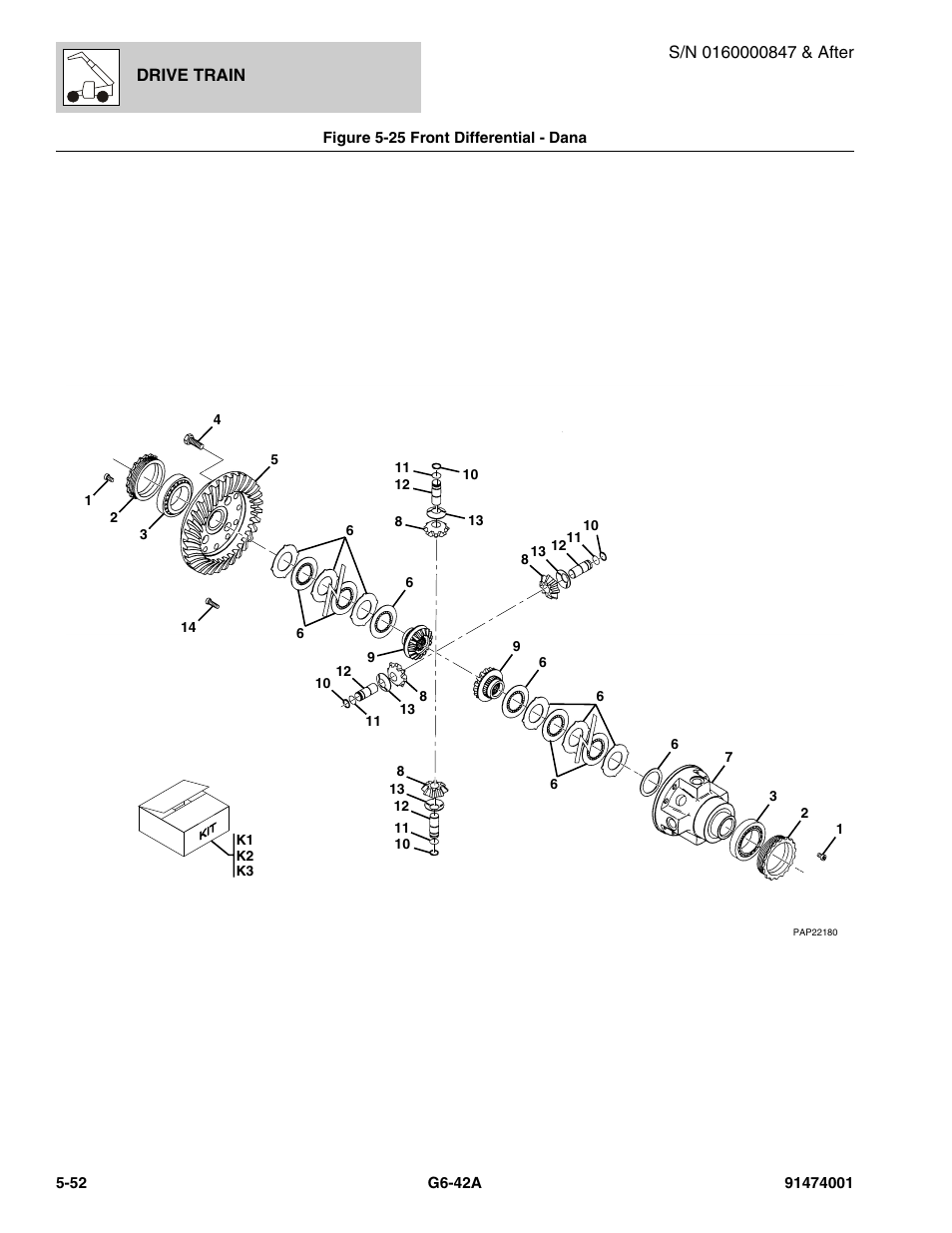 Figure 5-25 front differential - dana, Front differential - dana -52, Al, (see figure 5-25 for details) | JLG G6-42A Parts Manual User Manual | Page 320 / 826