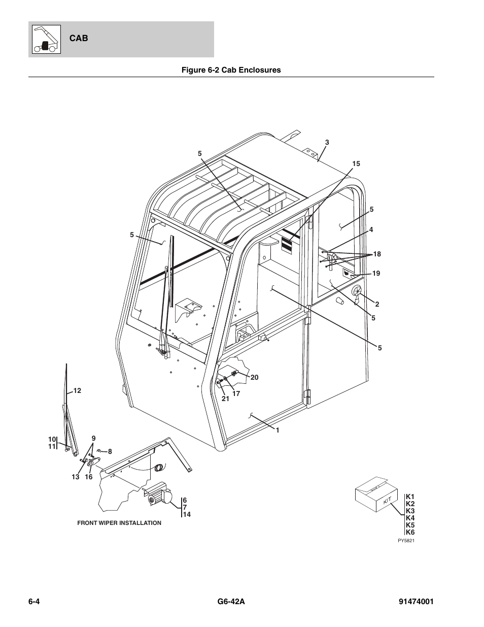 Figure 6-2 cab enclosures, Cab enclosures -4 | JLG G6-42A Parts Manual User Manual | Page 366 / 826