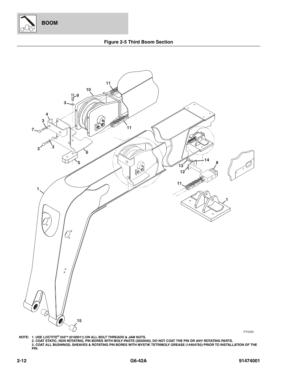Figure 2-5 third boom section, Third boom section -12, Ion, (see figure 2-5 for details) | Boom | JLG G6-42A Parts Manual User Manual | Page 44 / 826