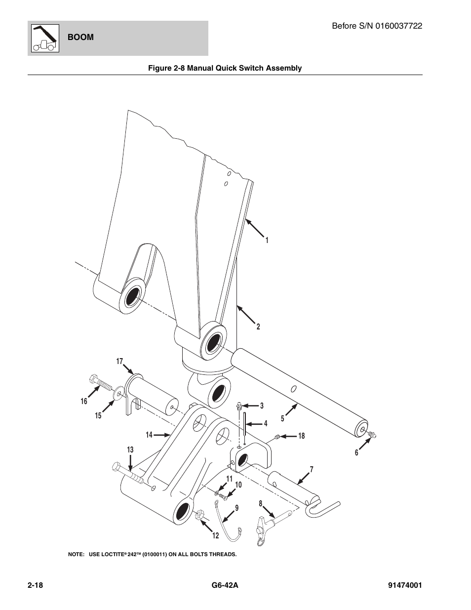Figure 2-8 manual quick switch assembly, Manual quick switch assembly -18 | JLG G6-42A Parts Manual User Manual | Page 50 / 826
