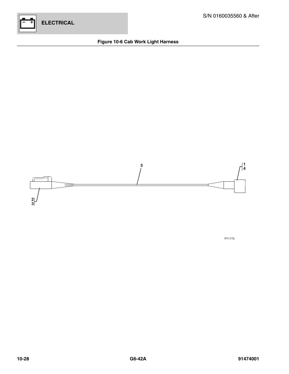 Figure 10-6 cab work light harness, Cab work light harness -28 | JLG G6-42A Parts Manual User Manual | Page 592 / 826