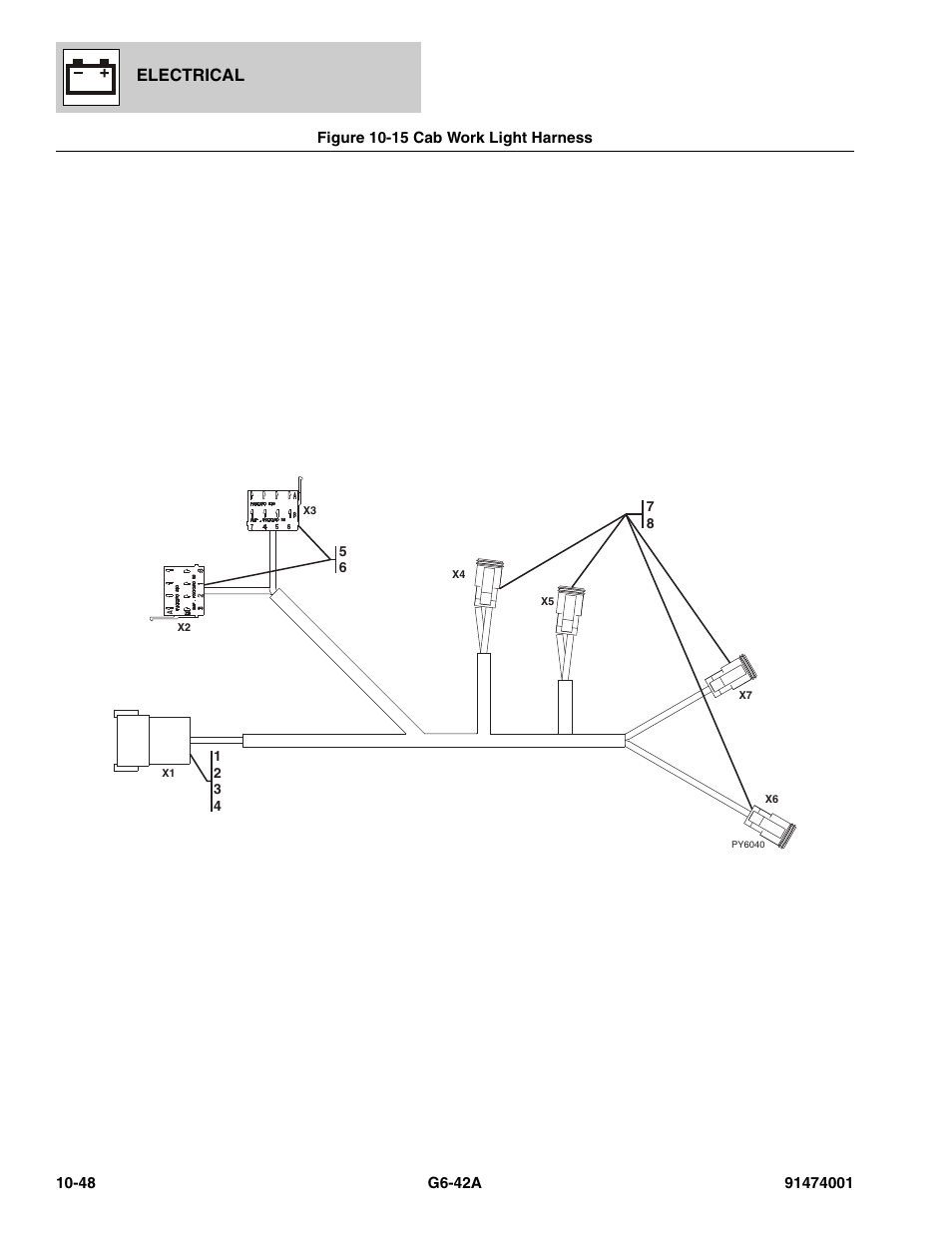 Figure 10-15 cab work light harness, Cab work light harness -48, Electrical | JLG G6-42A Parts Manual User Manual | Page 612 / 826