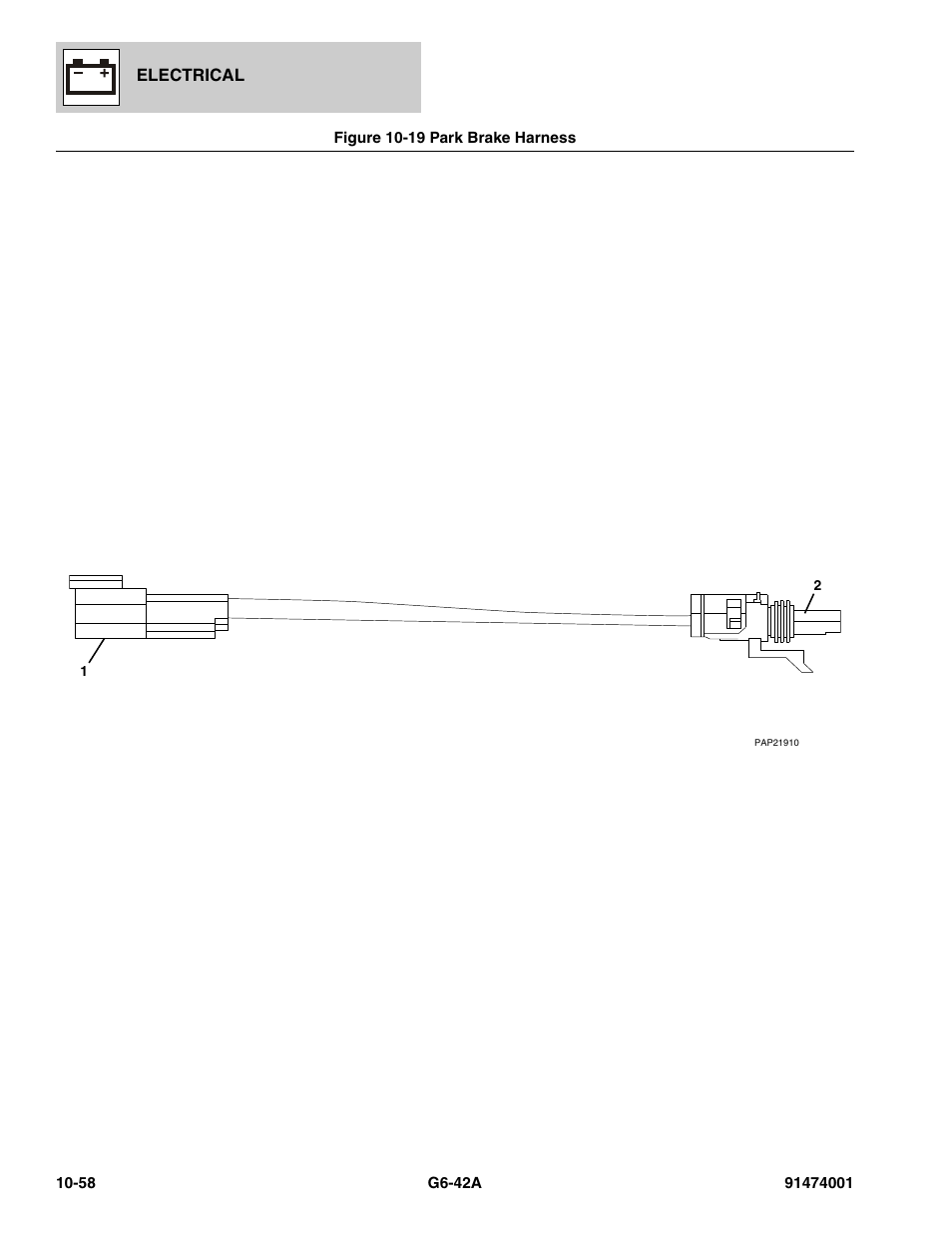 Figure 10-19 park brake harness, Park brake harness -58 | JLG G6-42A Parts Manual User Manual | Page 622 / 826