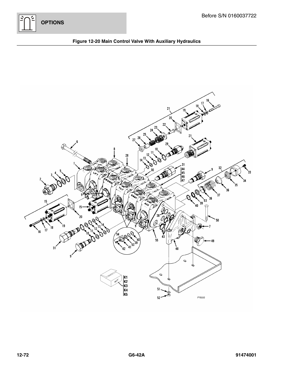Main control valve with auxiliary hydraulics -72, Ve, (see figure 12-20 for details) | JLG G6-42A Parts Manual User Manual | Page 716 / 826