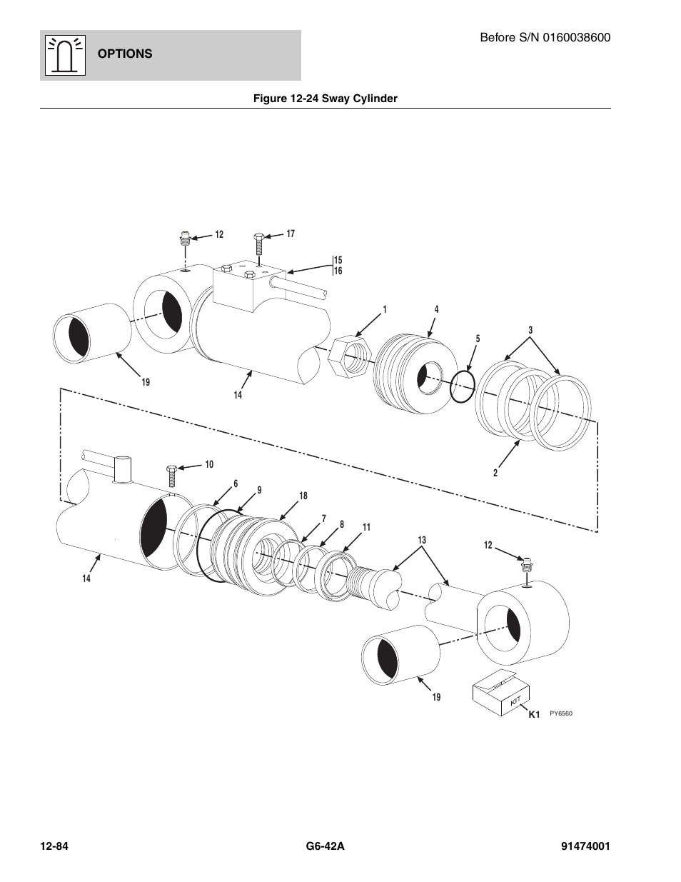 Figure 12-24 sway cylinder, Sway cylinder -84 | JLG G6-42A Parts Manual User Manual | Page 728 / 826