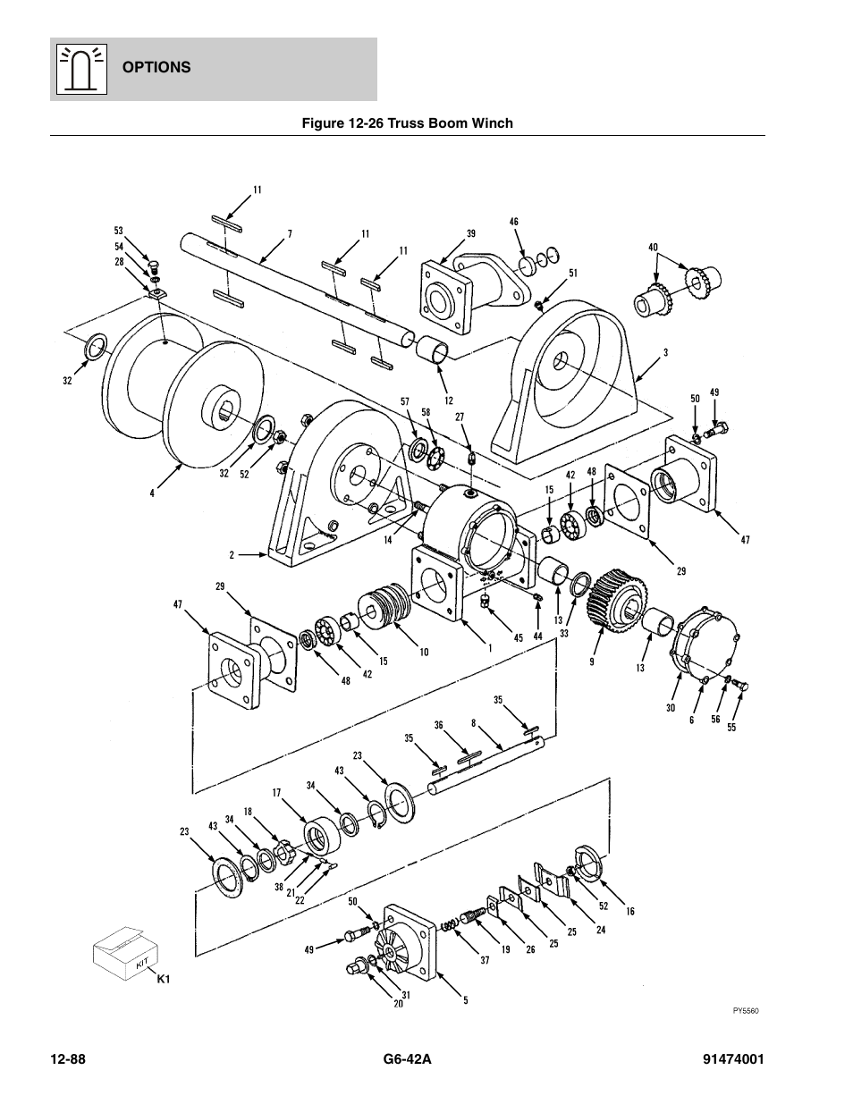 Figure 12-26 truss boom winch, Truss boom winch -88, Res 12-26 | JLG G6-42A Parts Manual User Manual | Page 732 / 826