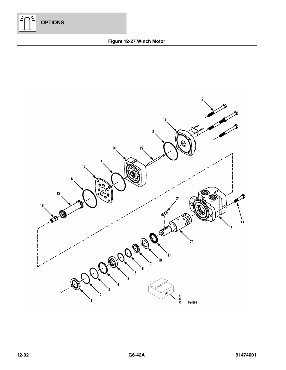 Figure 12-27 winch motor, Winch motor -92, 27 f | On figure 12-27) | JLG G6-42A Parts Manual User Manual | Page 736 / 826