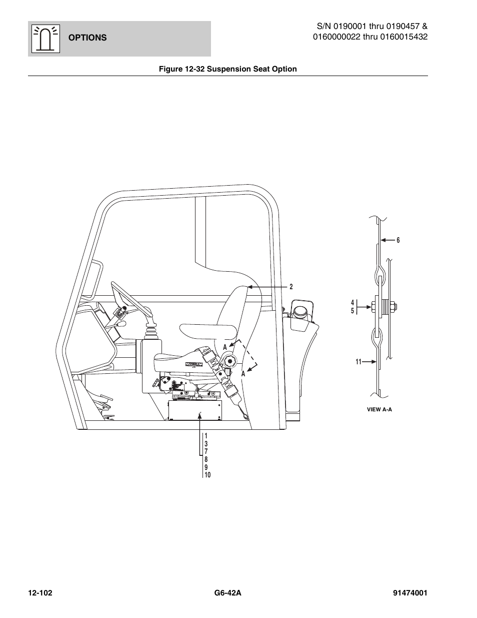 Figure 12-32 suspension seat option, Suspension seat option -102 | JLG G6-42A Parts Manual User Manual | Page 746 / 826