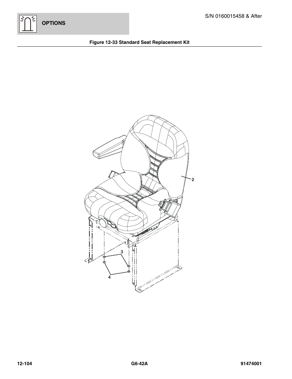 Figure 12-33 standard seat replacement kit, Standard seat replacement kit -104 | JLG G6-42A Parts Manual User Manual | Page 748 / 826