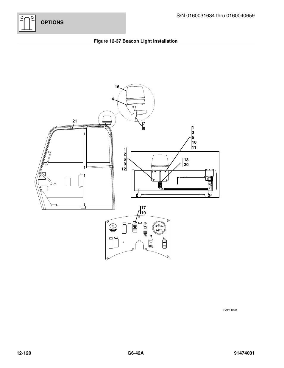 Figure 12-37 beacon light installation, Beacon light installation -120 | JLG G6-42A Parts Manual User Manual | Page 764 / 826