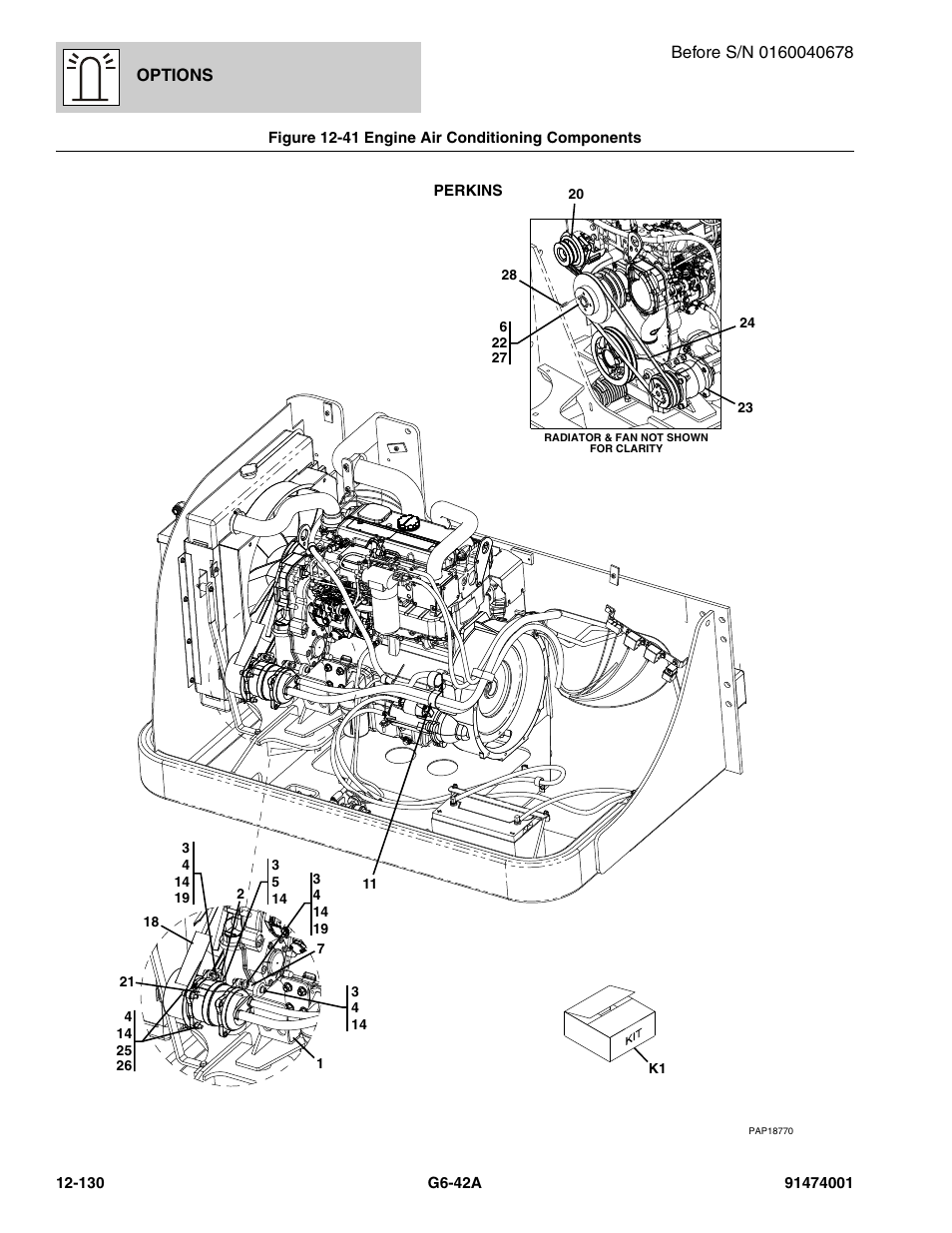 Figure 12-41 engine air conditioning components, Engine air conditioning components -130, Gure 12-41 | Figure 12-41 & fig | JLG G6-42A Parts Manual User Manual | Page 774 / 826
