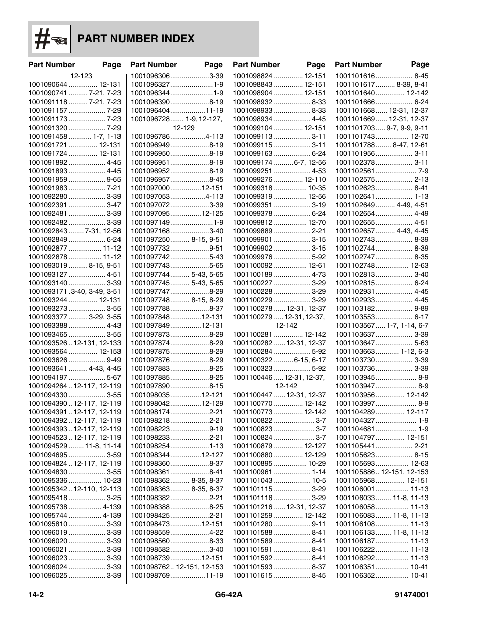 Part number index | JLG G6-42A Parts Manual User Manual | Page 804 / 826