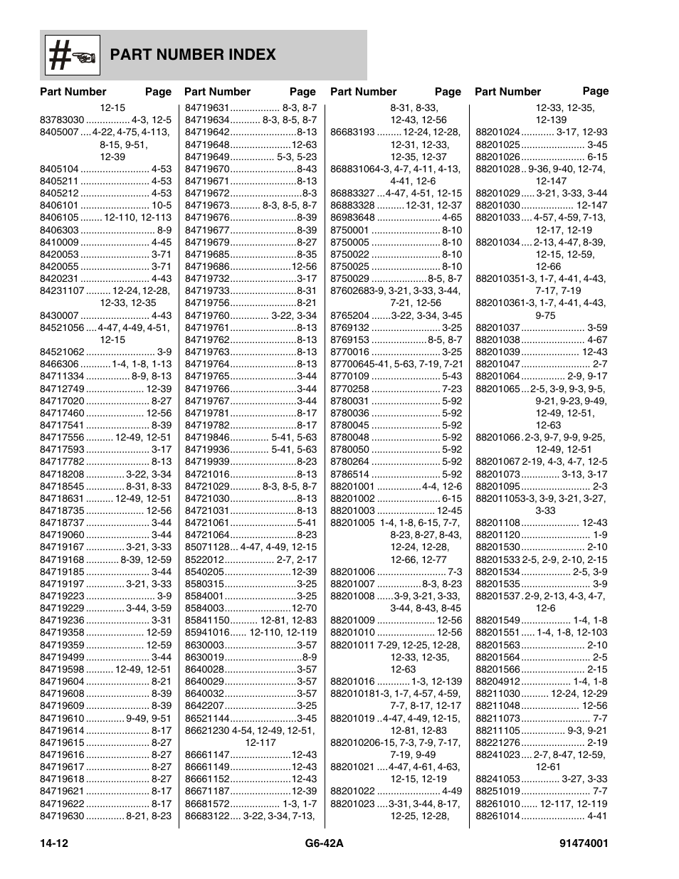 Part number index | JLG G6-42A Parts Manual User Manual | Page 814 / 826