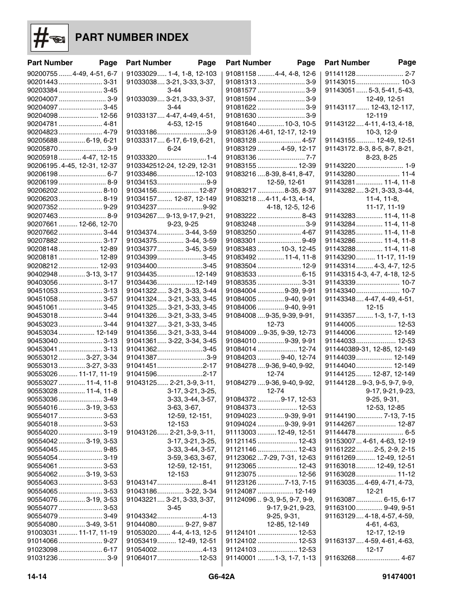 Part number index | JLG G6-42A Parts Manual User Manual | Page 816 / 826