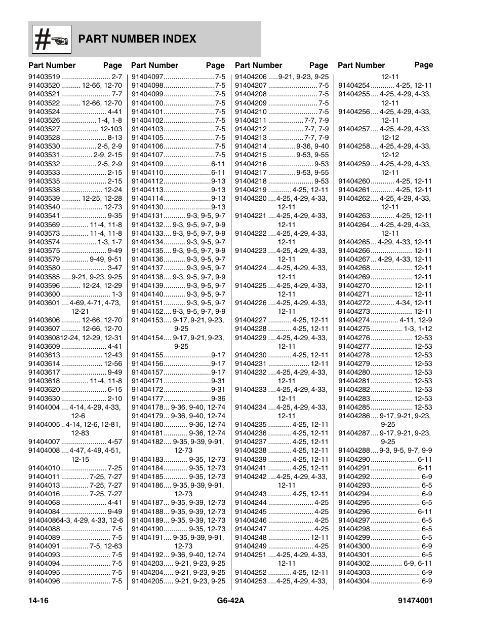 Part number index | JLG G6-42A Parts Manual User Manual | Page 818 / 826