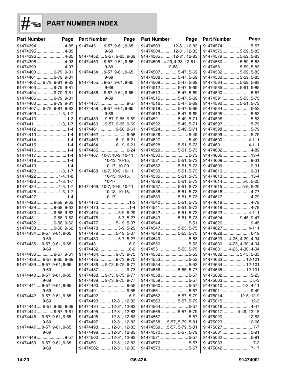 Part number index | JLG G6-42A Parts Manual User Manual | Page 822 / 826
