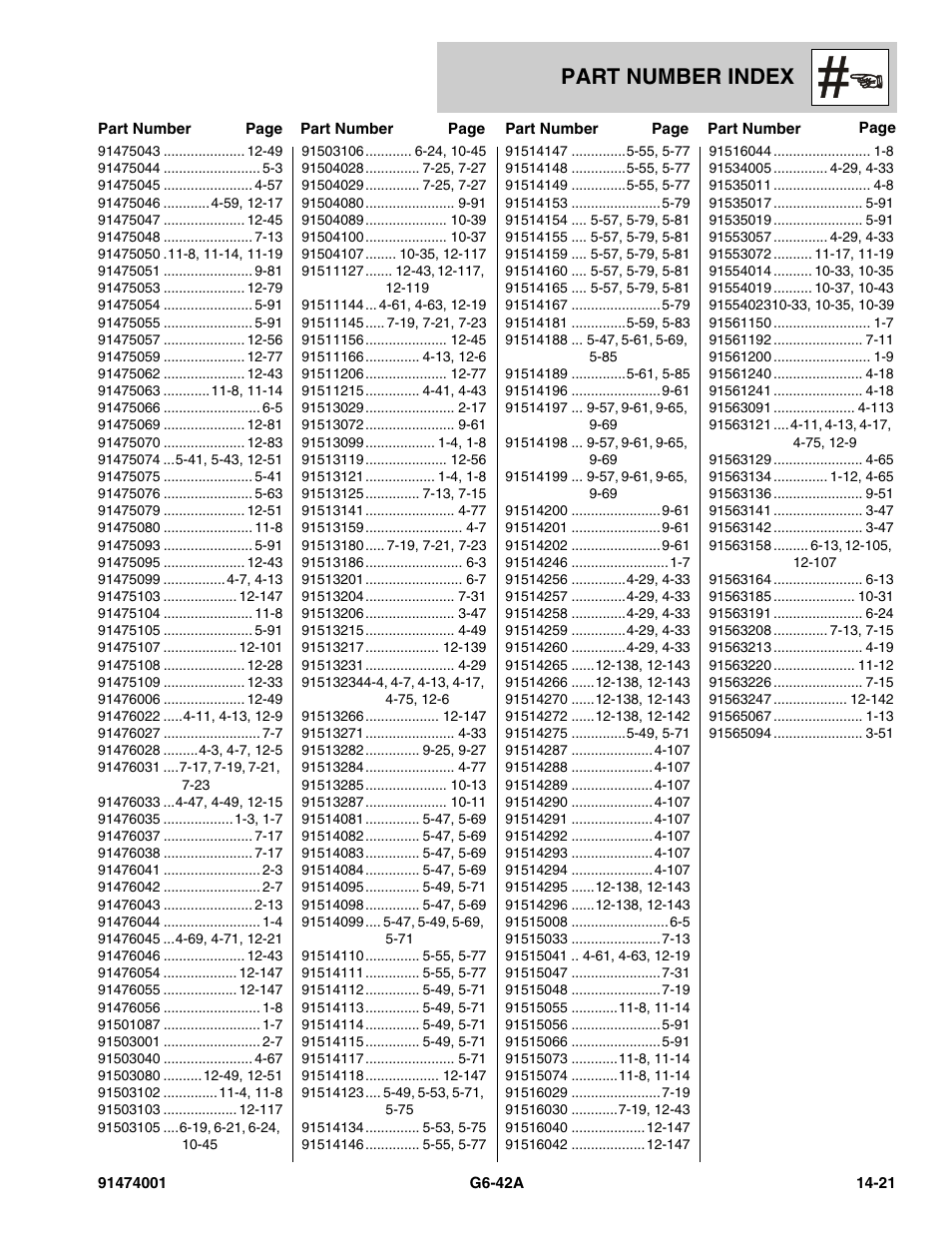 Part number index | JLG G6-42A Parts Manual User Manual | Page 823 / 826