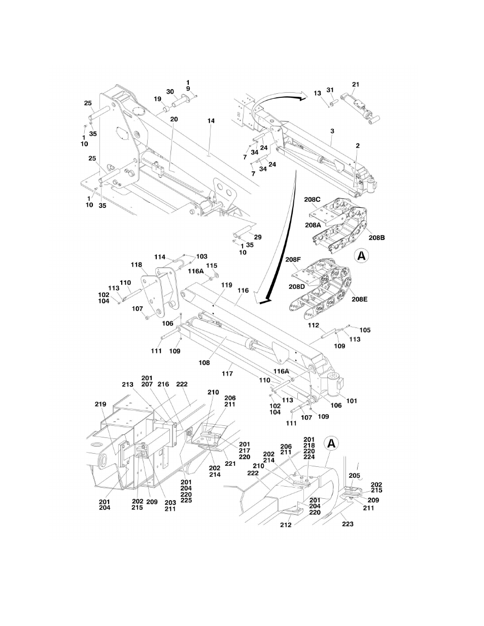 Figure 3-3. main boom installation - 860sj | JLG 860SJ Parts Manual User Manual | Page 144 / 286