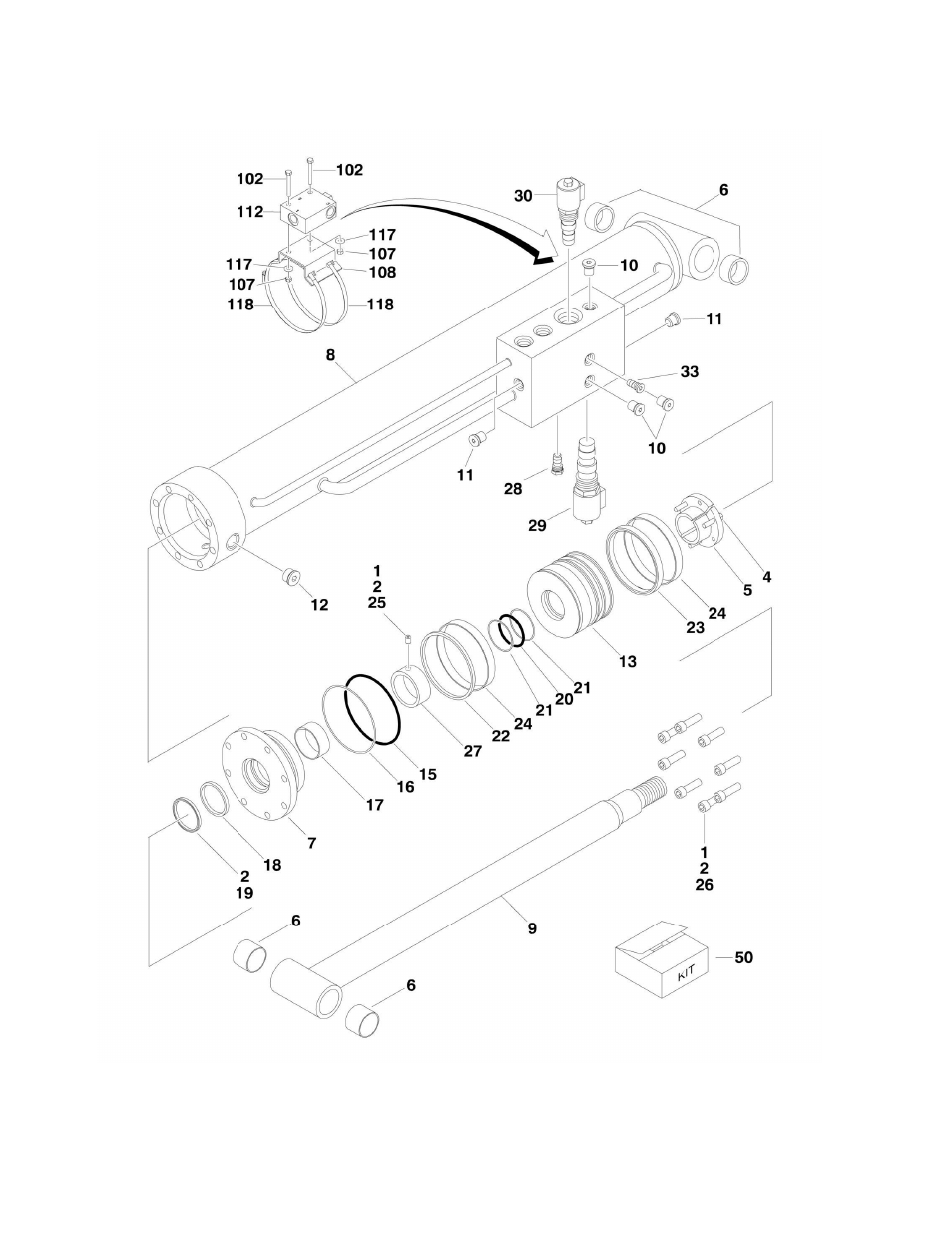 Figure 5-3. lift cylinder assembly - main boom | JLG 860SJ Parts Manual User Manual | Page 196 / 286