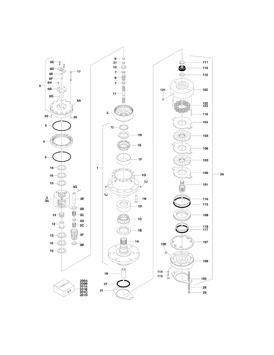 Figure 1-4. drive hub/brake assembly | JLG 860SJ Parts Manual User Manual | Page 20 / 286