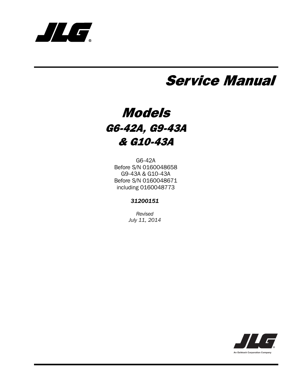 JLG G6-42A Service Manual User Manual | 246 pages
