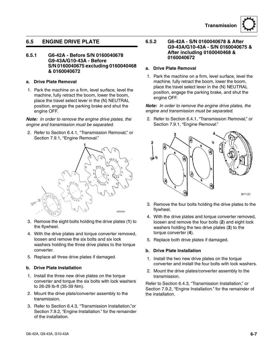 5 engine drive plate, Engine drive plate | JLG G6-42A Service Manual User Manual | Page 109 / 246