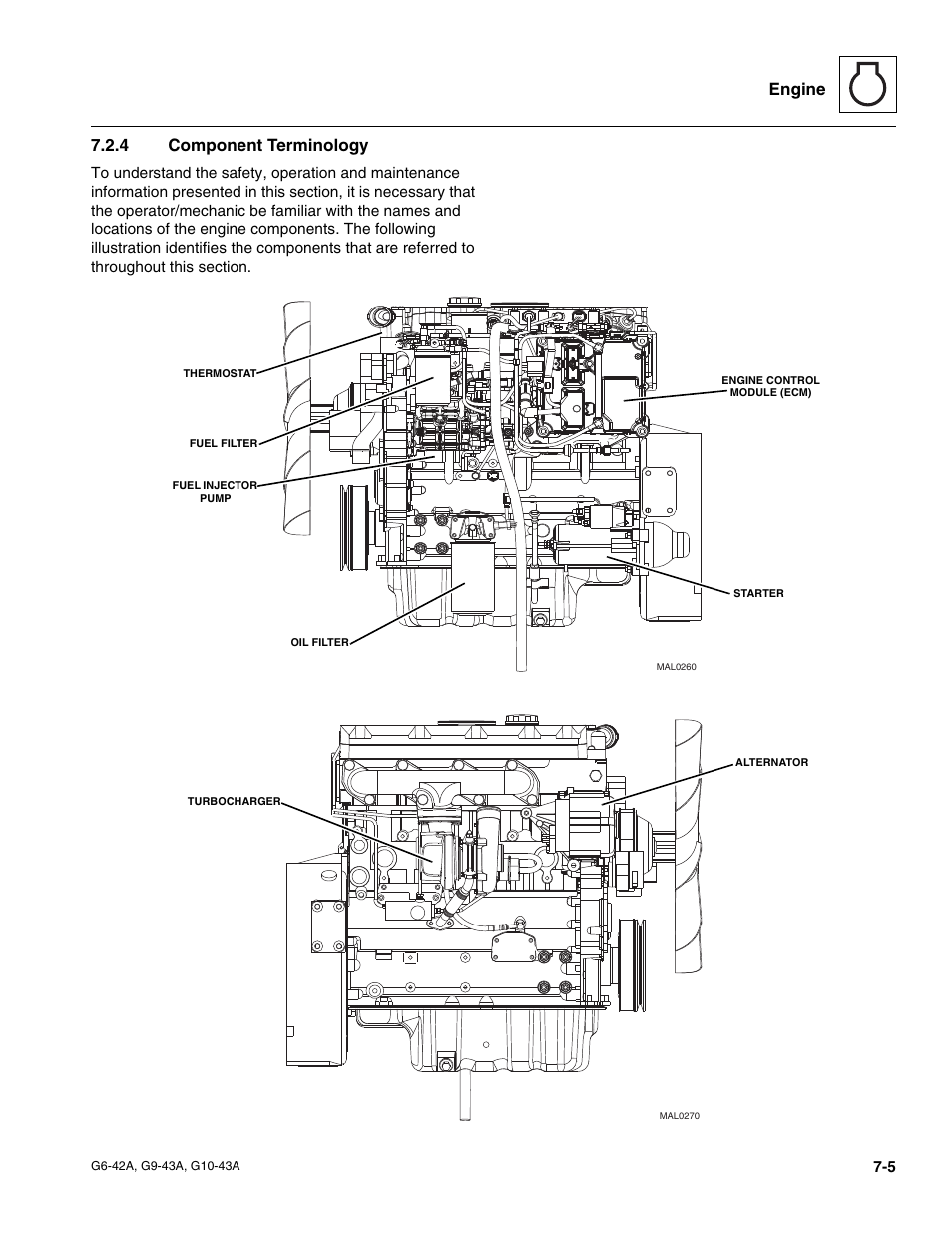 4 component terminology, Component terminology, Engine 7.2.4 component terminology | JLG G6-42A Service Manual User Manual | Page 121 / 246