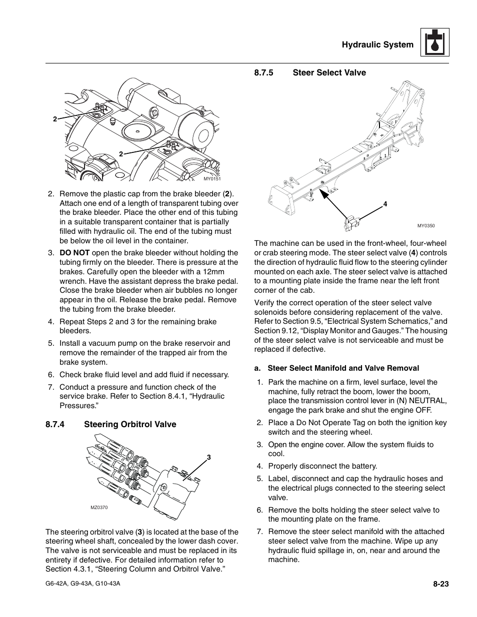 4 steering orbitrol valve, 5 steer select valve, Steering orbitrol valve | Steer select valve | JLG G6-42A Service Manual User Manual | Page 157 / 246