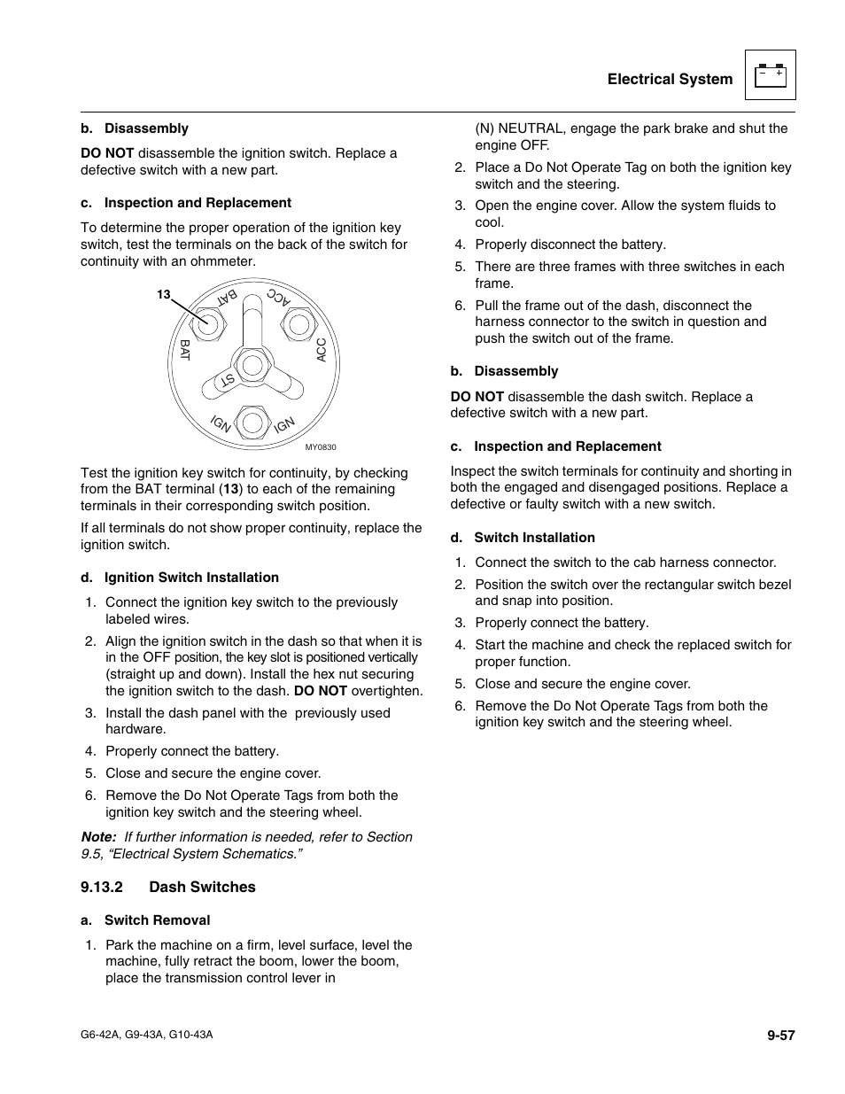 2 dash switches, Dash switches | JLG G6-42A Service Manual User Manual | Page 221 / 246