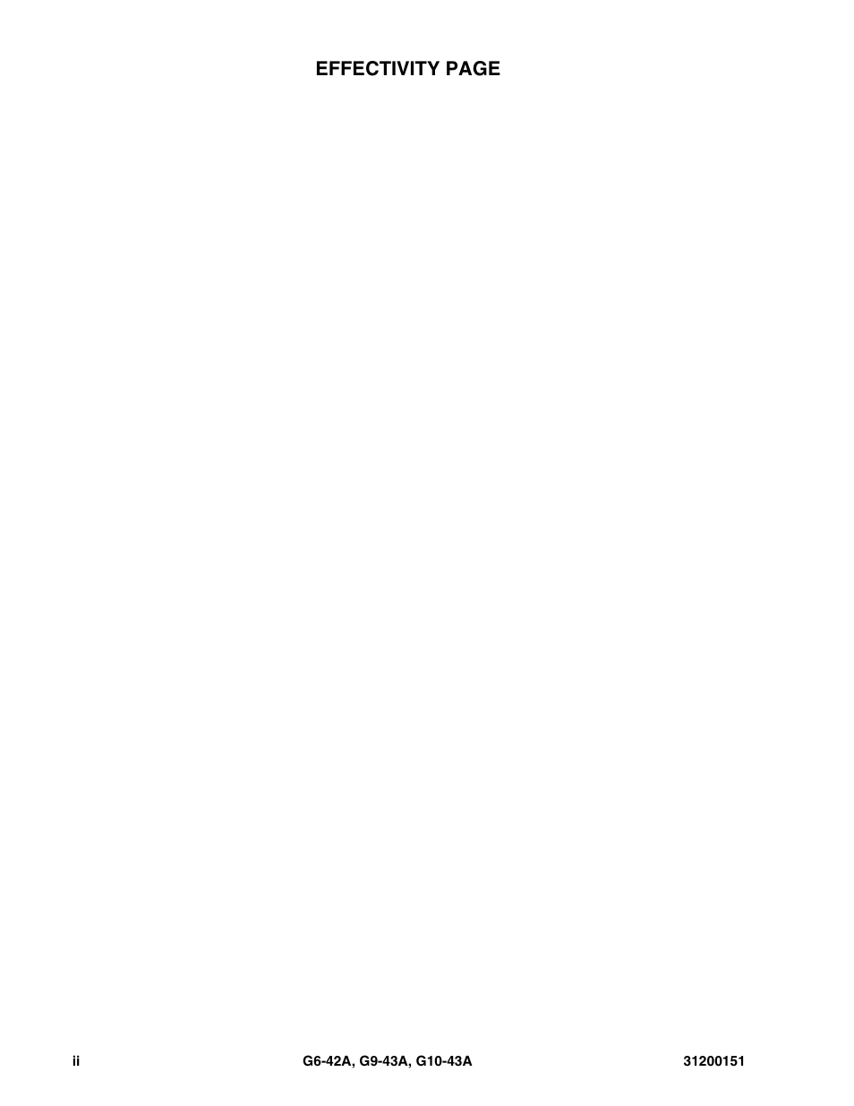 Effectivity page | JLG G6-42A Service Manual User Manual | Page 4 / 246