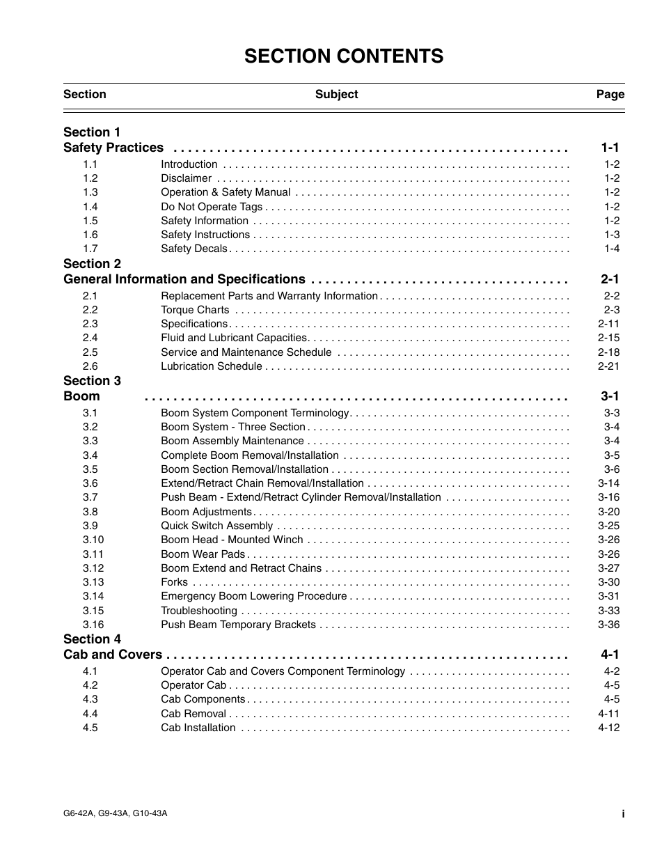 JLG G6-42A Service Manual User Manual | Page 5 / 246