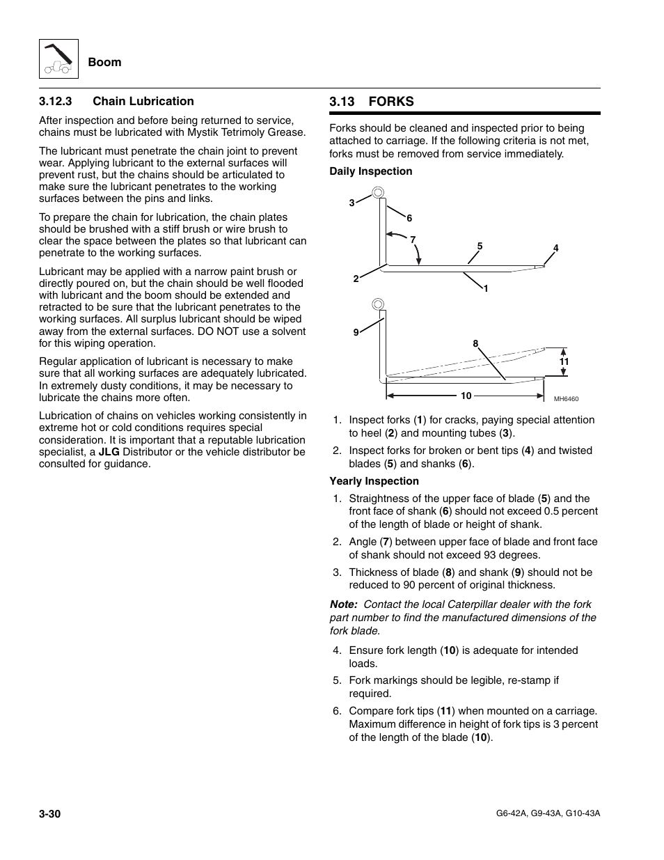 3 chain lubrication, 13 forks, Forks | Chain lubrication | JLG G6-42A Service Manual User Manual | Page 68 / 246