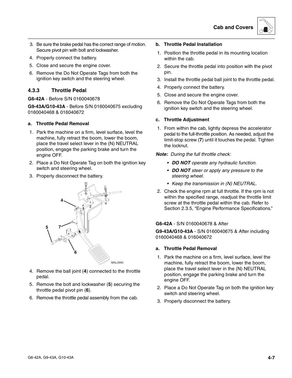 3 throttle pedal, Throttle pedal | JLG G6-42A Service Manual User Manual | Page 81 / 246