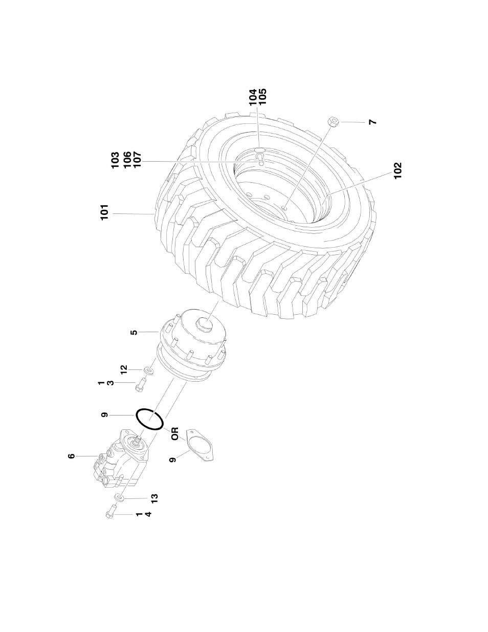 Figure 1-4. tire and wheel drive installations | JLG 660SJ Parts Manual User Manual | Page 20 / 382