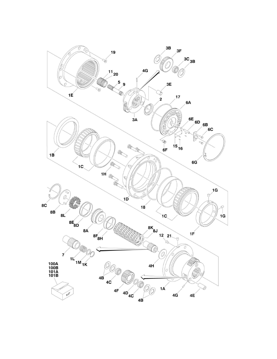 Figure 1-5. drive hub assembly | JLG 660SJ Parts Manual User Manual | Page 24 / 382