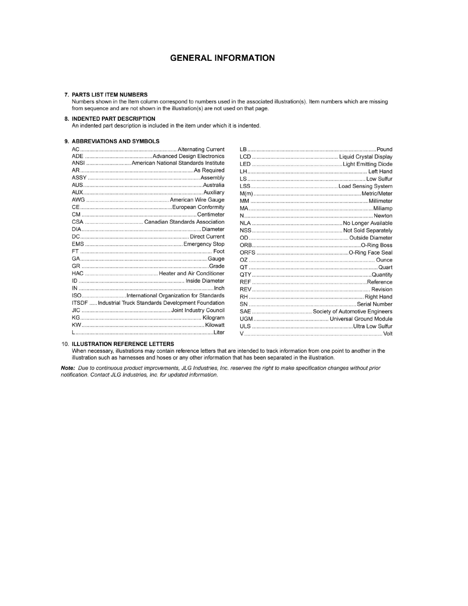 JLG 660SJ Parts Manual User Manual | Page 6 / 382