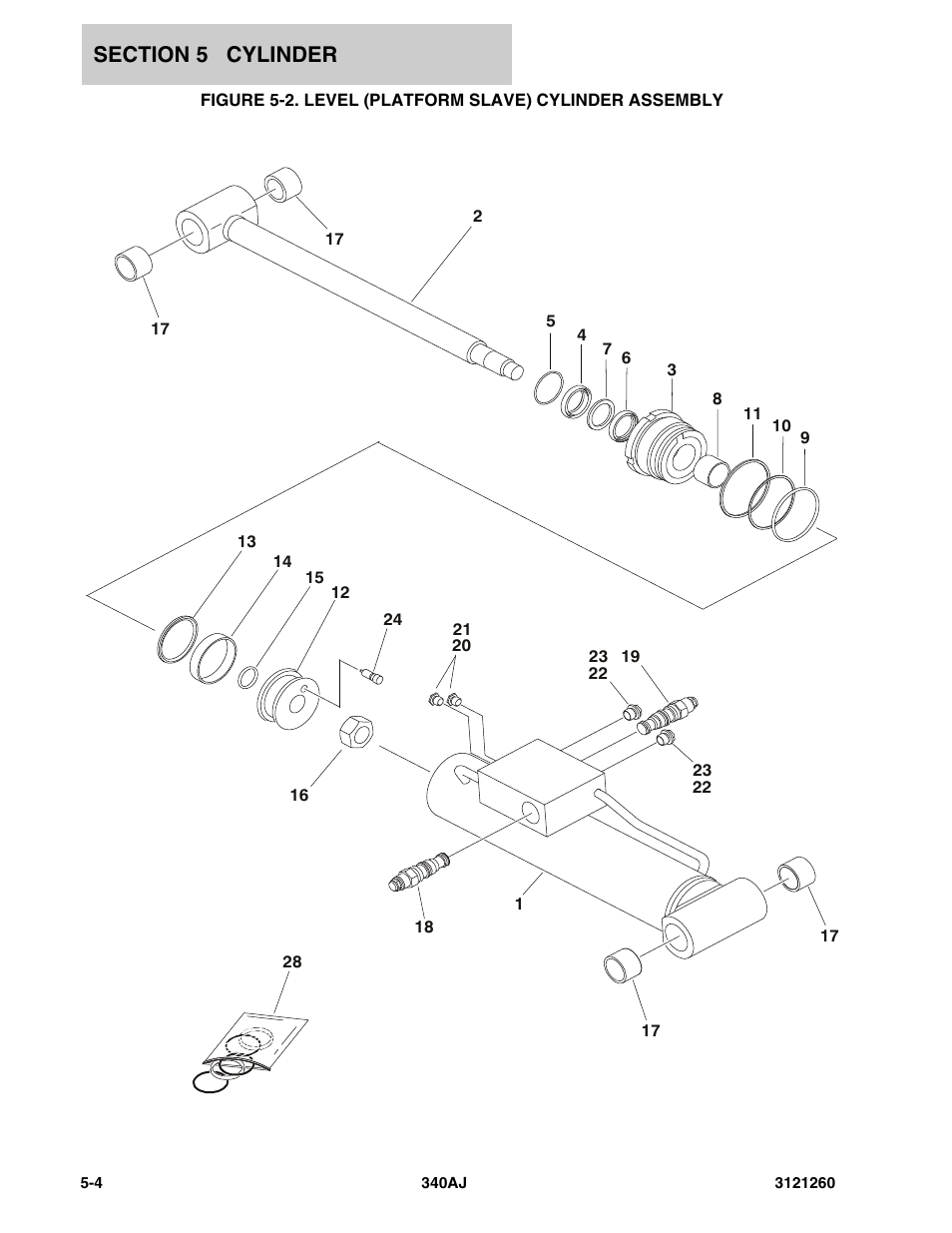 Level (platform slave) cylinder assembly -4 | JLG 340AJ Parts Manual User Manual | Page 118 / 204