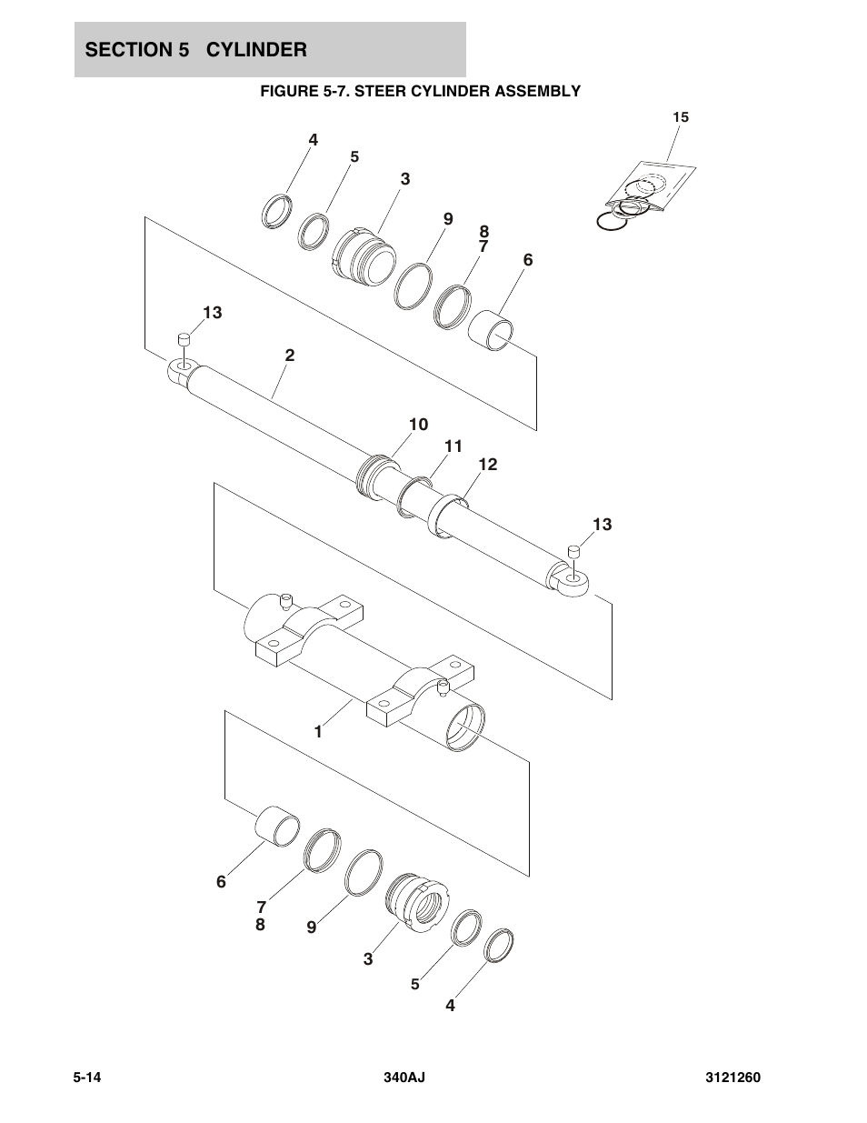 Figure 5-7. steer cylinder assembly | JLG 340AJ Parts Manual User Manual | Page 128 / 204