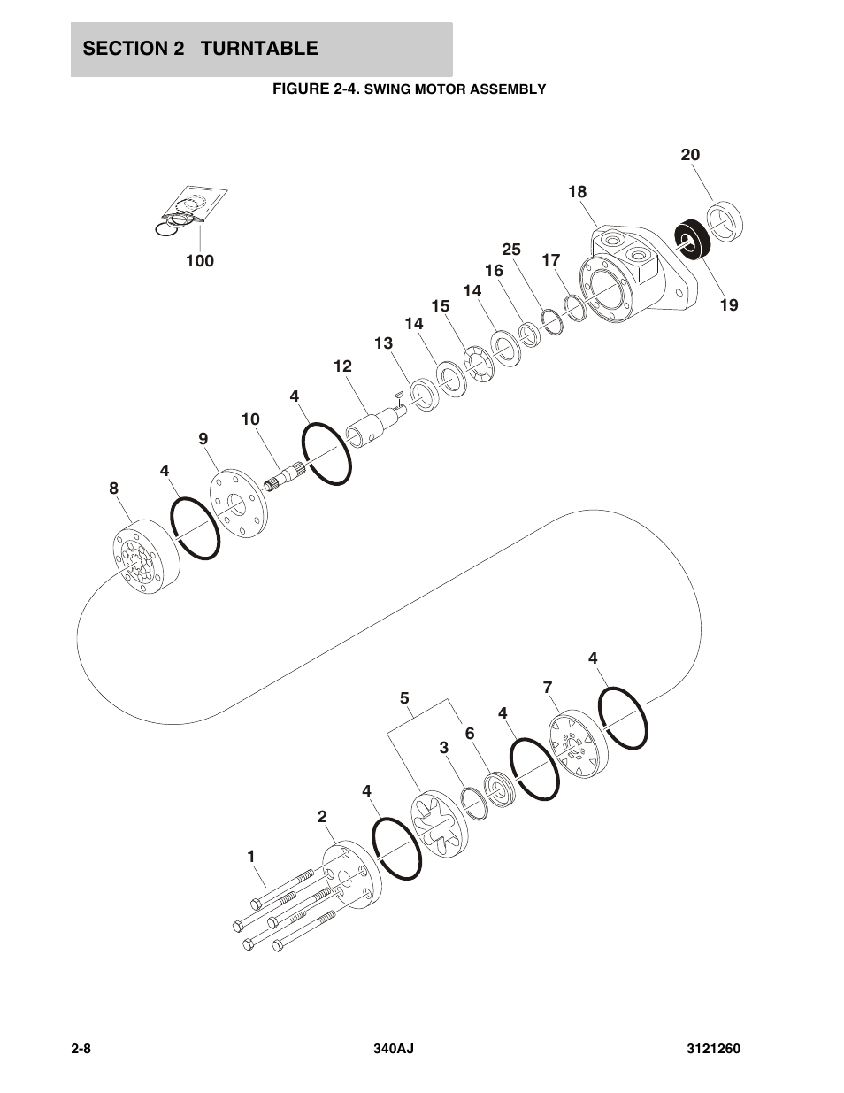 Figure 2-4. swing motor assembly, Swing motor assembly -8 | JLG 340AJ Parts Manual User Manual | Page 30 / 204