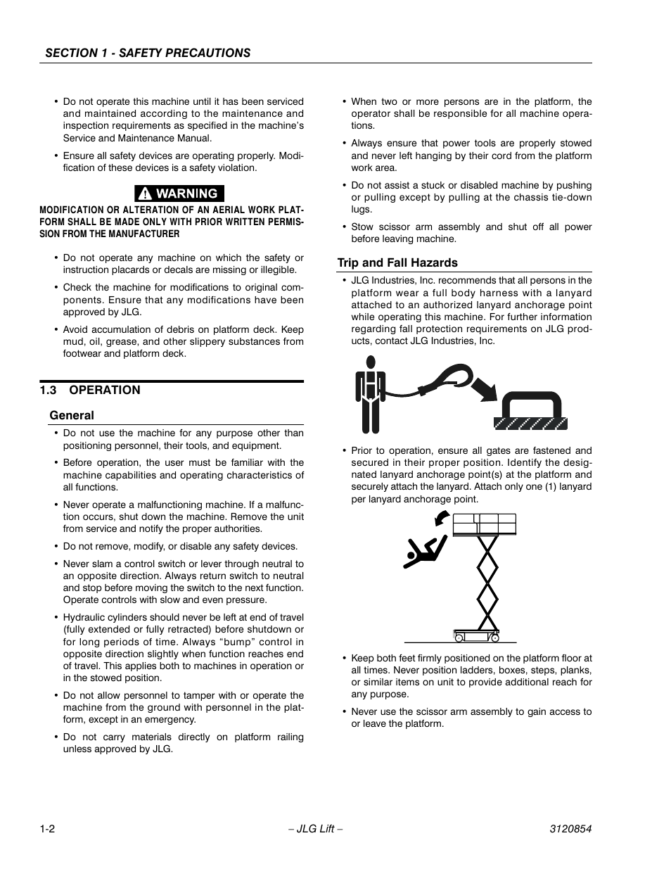 3 operation, General, Trip and fall hazards | JLG 3246E2 Operator Manual User Manual | Page 10 / 46