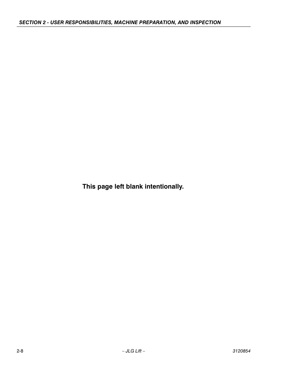 This page left blank intentionally | JLG 3246E2 Operator Manual User Manual | Page 20 / 46