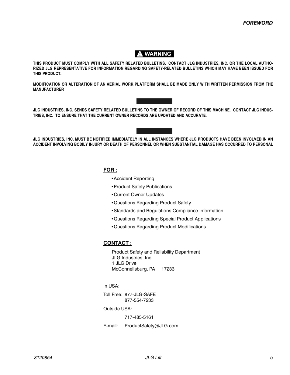 JLG 3246E2 Operator Manual User Manual | Page 5 / 46