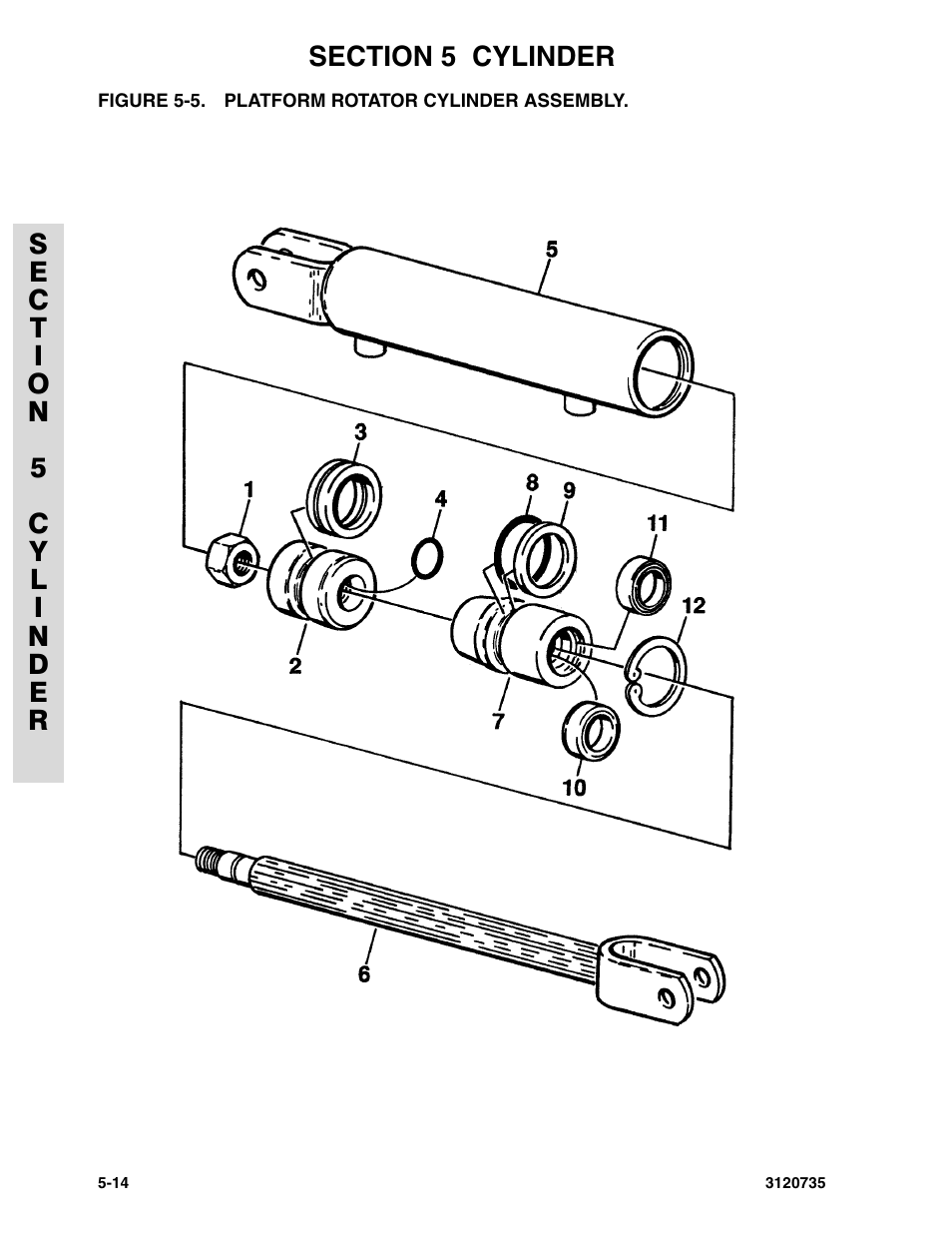 Figure 5-5. platform rotator cylinder assembly, Platform rotator cylinder assembly -14, Platform rotator cylinder assembly | JLG 45ic ANSI Parts Manual User Manual | Page 112 / 158