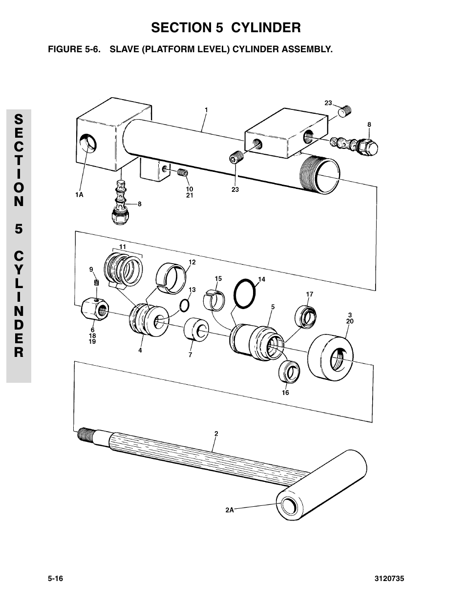 Slave (platform level) cylinder assembly -16, Slave (platform level) cylinder assembly | JLG 45ic ANSI Parts Manual User Manual | Page 114 / 158