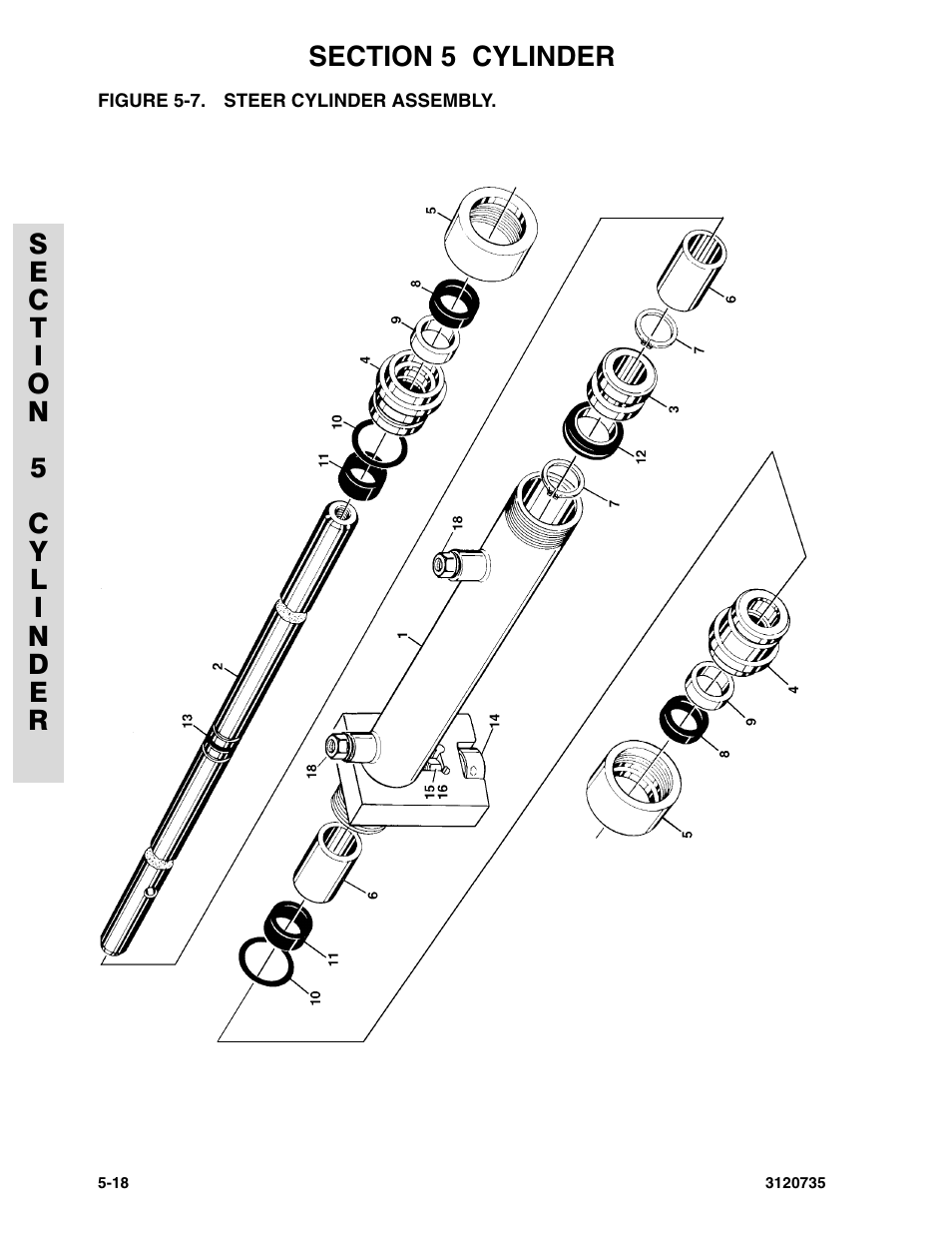Figure 5-7. steer cylinder assembly, Steer cylinder assembly -18, Steer cylinder assembly | JLG 45ic ANSI Parts Manual User Manual | Page 116 / 158