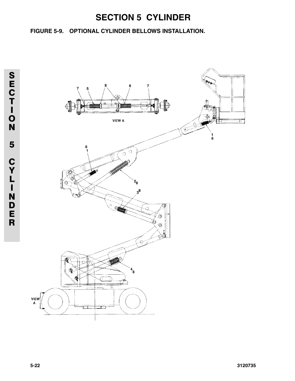 Figure 5-9. optional cylinder bellows installation, Optional cylinder bellows installation | JLG 45ic ANSI Parts Manual User Manual | Page 120 / 158