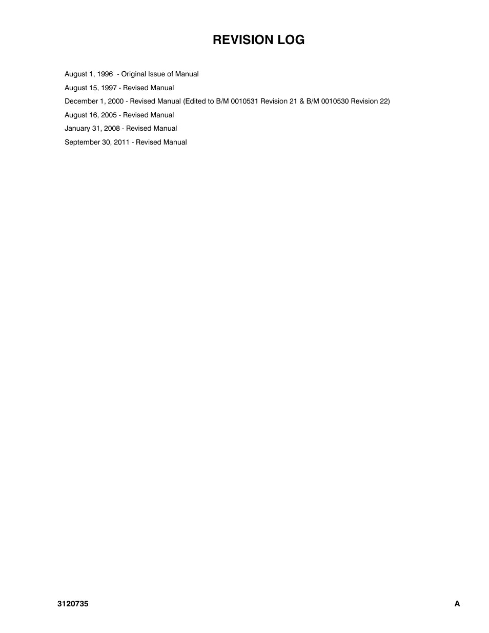 Revision log | JLG 45ic ANSI Parts Manual User Manual | Page 3 / 158